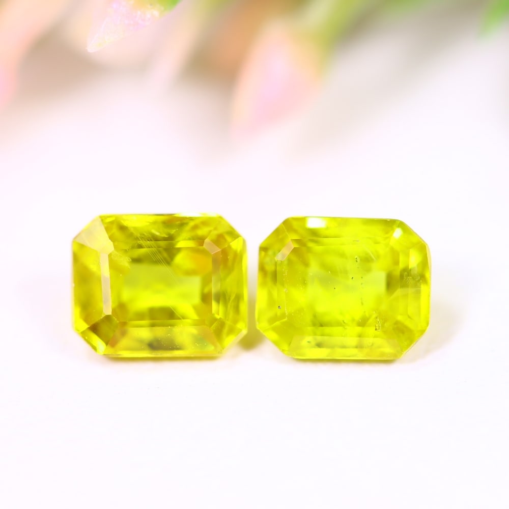 2.12Ct Yellow Sapphire Pair - Polished Faceted - Rectangle Faceted: Ksmith Jewels Global Welcome to our auction house, today auction brought to you by Ksmith Jewels Global based in Penang, Malaysia specialize in all kinds of opal and color gemstone both in manufacturi