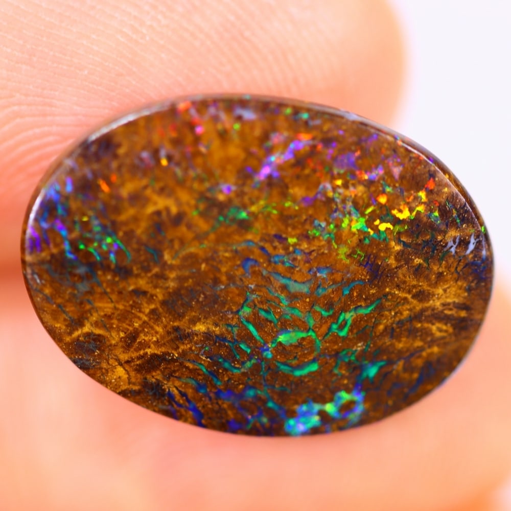 8.55Ct Koroit Matrix Boulder Opal Polished - Australian Opal - Oval Cabochon (1 of 7)