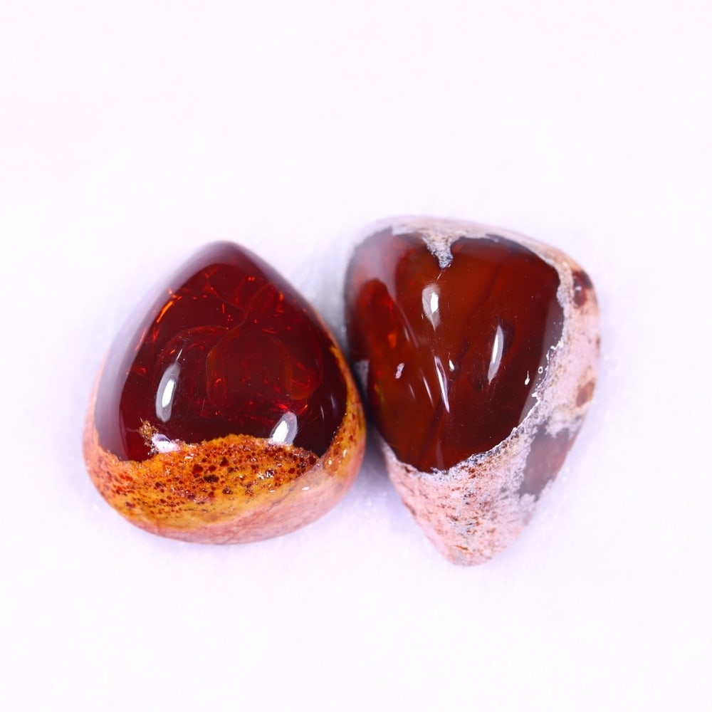 15.64Ct Group of 2 Mexican Fire Opal - Mexican Opal - Cabochon: Ksmith Jewels Global Welcome to our auction house, today auction brought to you by Ksmith Jewels Global based in Penang, Malaysia specialize in all kinds of opal and color gemstone both in manufacturi