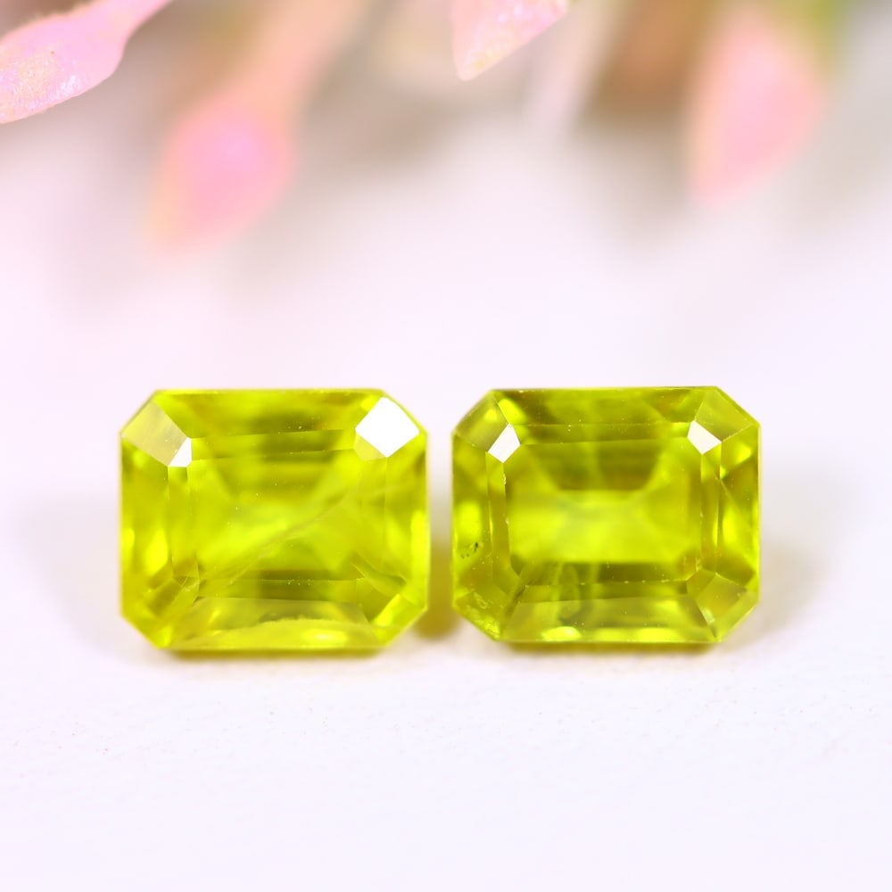 2.57Ct Yellow Sapphire Pair - Polished Faceted - Rectangle Faceted (1 of 2)