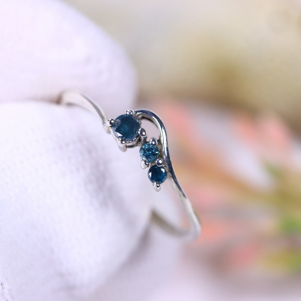 0.84g Natural Diamond Sterling Silver 925 Ring - Size US 5.5 - Total Diamond 0.11ct (1 of 2)