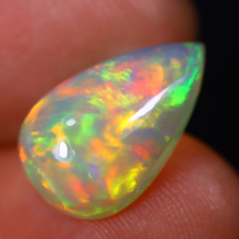 4.04Ct Welo Opal Polished - Ethiopian Opal - Pear Cabochon: Ksmith Jewels Global Welcome to our auction house, today auction brought to you by Ksmith Jewels Global based in Penang, Malaysia specialize in all kinds of opal and color gemstone both in manufacturi