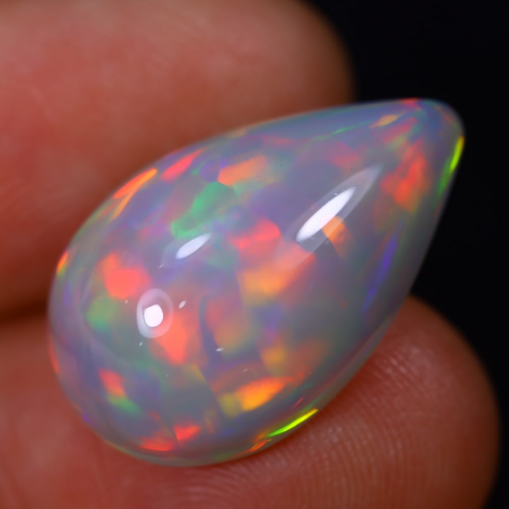 9.11Ct Welo Opal Polished - Ethiopian Opal - Pear Cabochon: Ksmith Jewels Global Welcome to our auction house, today auction brought to you by Ksmith Jewels Global based in Penang, Malaysia specialize in all kinds of opal and color gemstone both in manufacturi