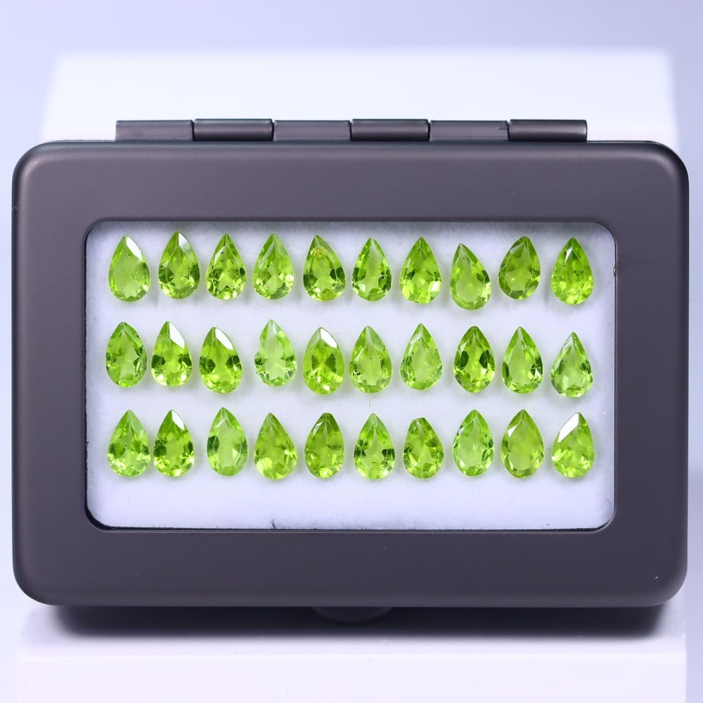 22.42Ct Peridot Lot - Polished Faceted - Pear Faceted: Ksmith Jewels Global Welcome to our auction house, today auction brought to you by Ksmith Jewels Global based in Penang, Malaysia specialize in all kinds of opal and color gemstone both in manufacturi