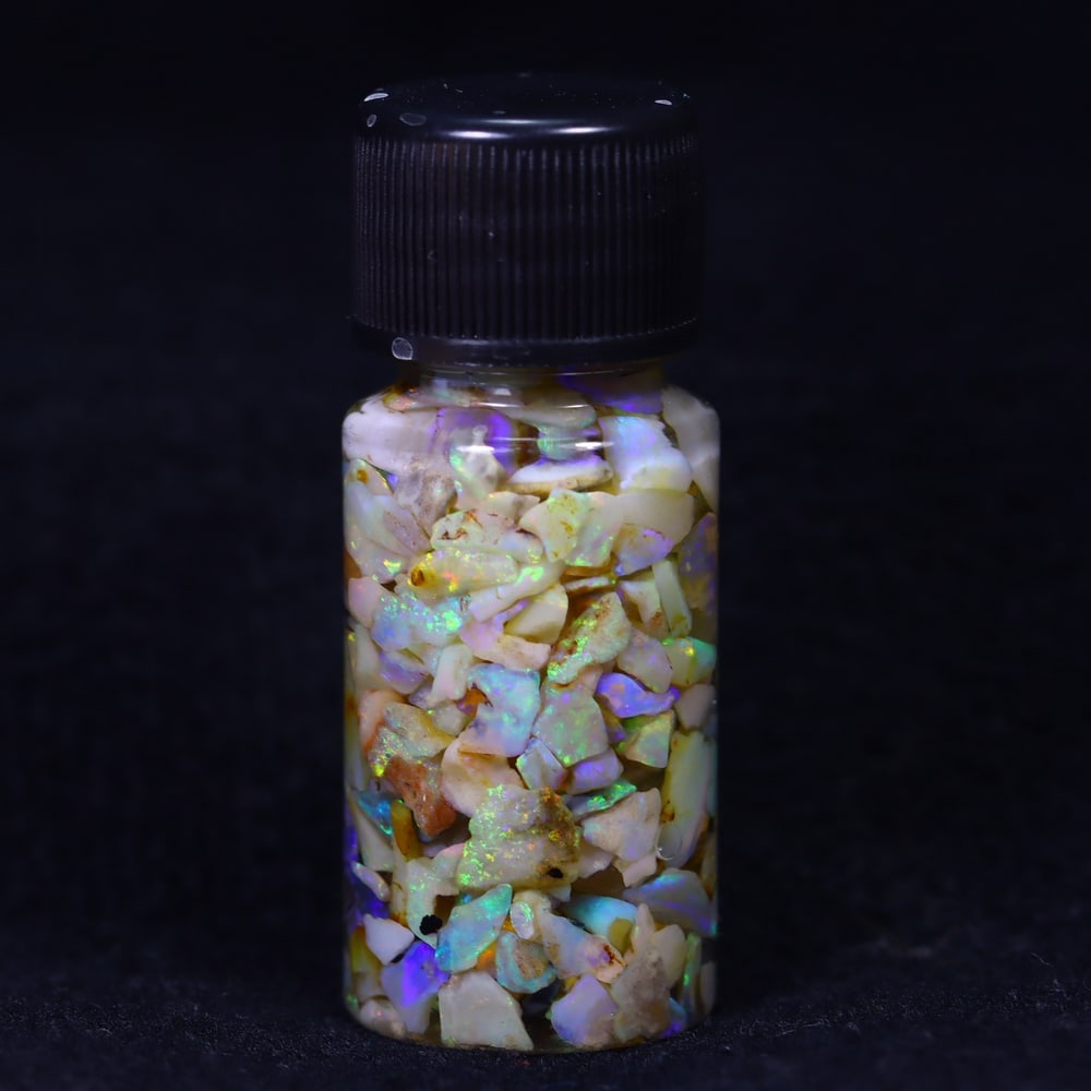 Australian Lightning Ridge Crystal Black Opal Rough Chip Jar (Good For Display) (1 of 2)