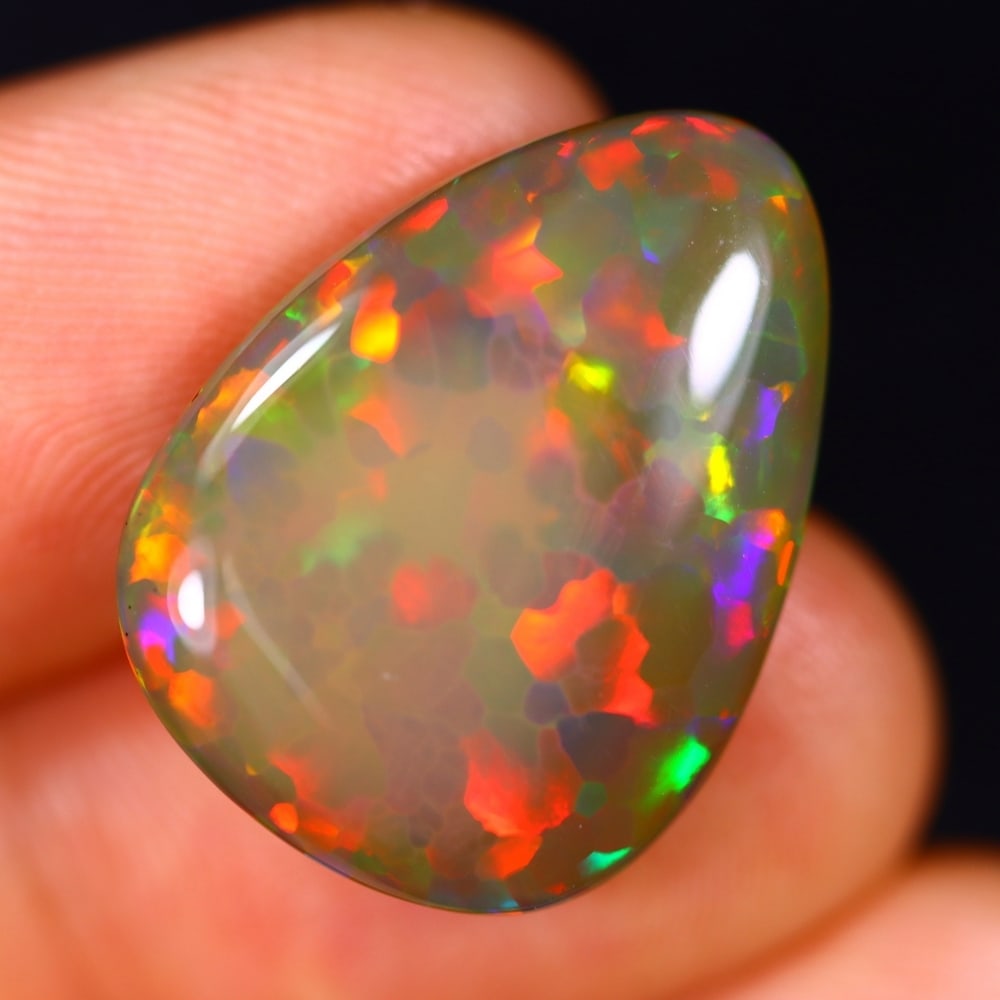 9.54Ct Welo Opal Polished - Ethiopian Opal - Pear Cabochon: Ksmith Jewels Global Welcome to our auction house, today auction brought to you by Ksmith Jewels Global based in Penang, Malaysia specialize in all kinds of opal and color gemstone both in manufacturi