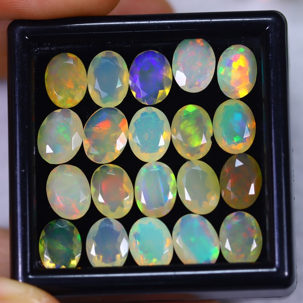 13.98Ct Welo Opal Polished Set - Ethiopian Opal - Oval Faceted: Ksmith Jewels Global Welcome to our auction house, today auction brought to you by Ksmith Jewels Global based in Penang, Malaysia specialize in all kinds of opal and color gemstone both in manufacturi