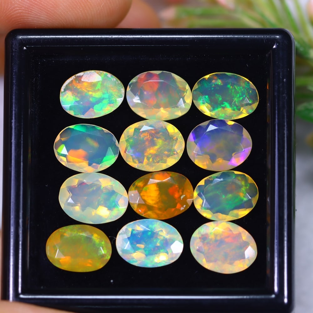 11.95Ct Welo Opal Polished Set - Ethiopian Opal - Oval Faceted: Ksmith Jewels Global Welcome to our auction house, today auction brought to you by Ksmith Jewels Global based in Penang, Malaysia specialize in all kinds of opal and color gemstone both in manufacturi