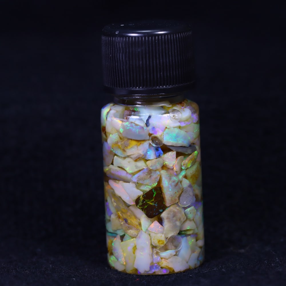 Australian Lightning Ridge Crystal Black Opal Rough Chip Jar (Good For Display) (1 of 2)