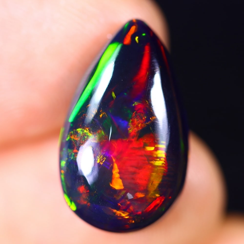 5.30Ct Welo Black Opal Polished - Ethiopian Opal - Pear Cabochon: Ksmith Jewels Global Welcome to our auction house, today auction brought to you by Ksmith Jewels Global based in Penang, Malaysia specialize in all kinds of opal and color gemstone both in manufacturi
