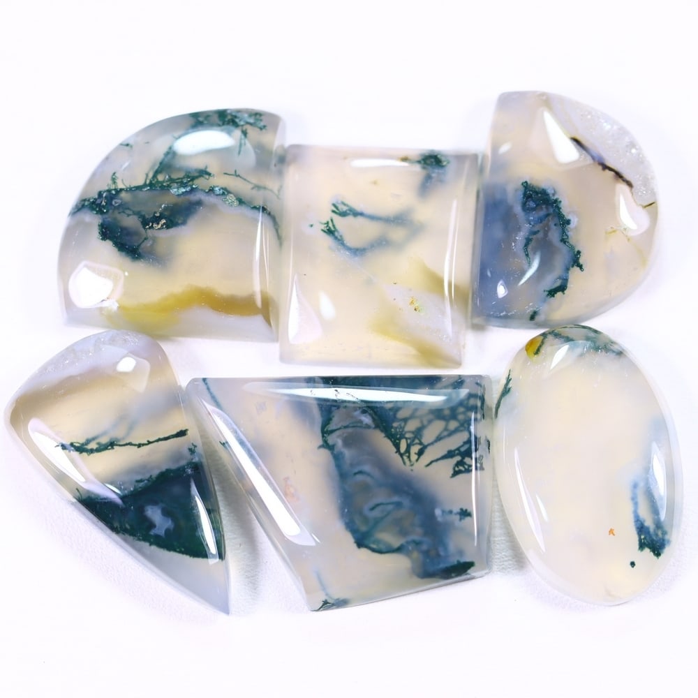 119Ct Moss Agate Cabochon Set - Polished - 25x14 mm Approx: Ksmith Jewels Global Welcome to our auction house, today auction brought to you by Ksmith Jewels Global based in Penang, Malaysia specialize in all kinds of opal and color gemstone both in manufacturi