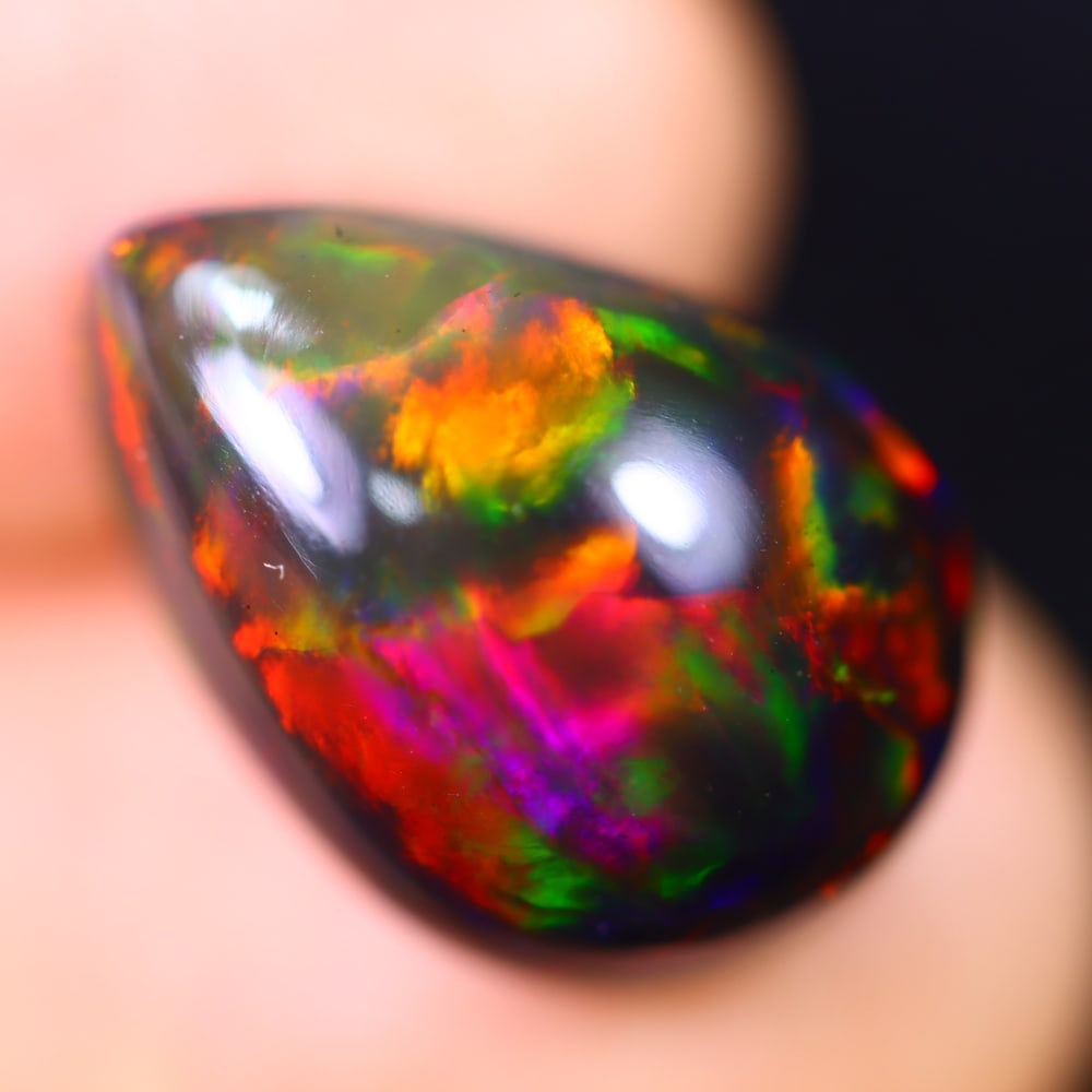 9.10Ct Welo Black Opal Polished - Ethiopian Opal - Pear Cabochon: Ksmith Jewels Global Welcome to our auction house, today auction brought to you by Ksmith Jewels Global based in Penang, Malaysia specialize in all kinds of opal and color gemstone both in manufacturi