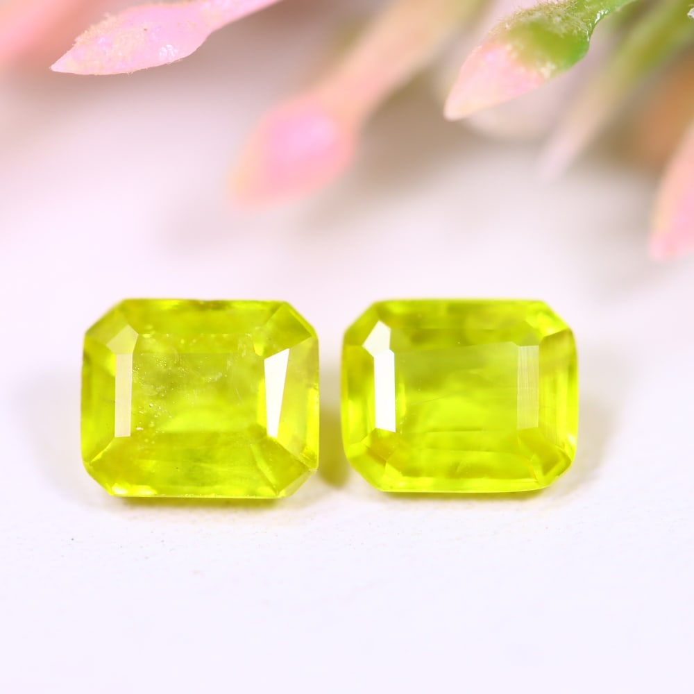 2.07Ct Yellow Sapphire Pair - Polished Faceted - Rectangle Faceted: Ksmith Jewels Global Welcome to our auction house, today auction brought to you by Ksmith Jewels Global based in Penang, Malaysia specialize in all kinds of opal and color gemstone both in manufacturi