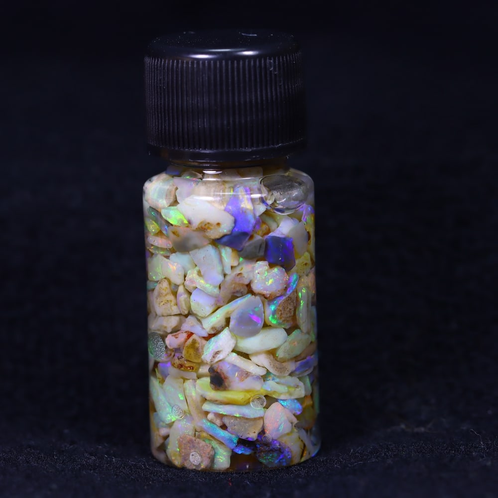 Australian Lightning Ridge Crystal Black Opal Rough Chip Jar (Good For Display) (1 of 2)