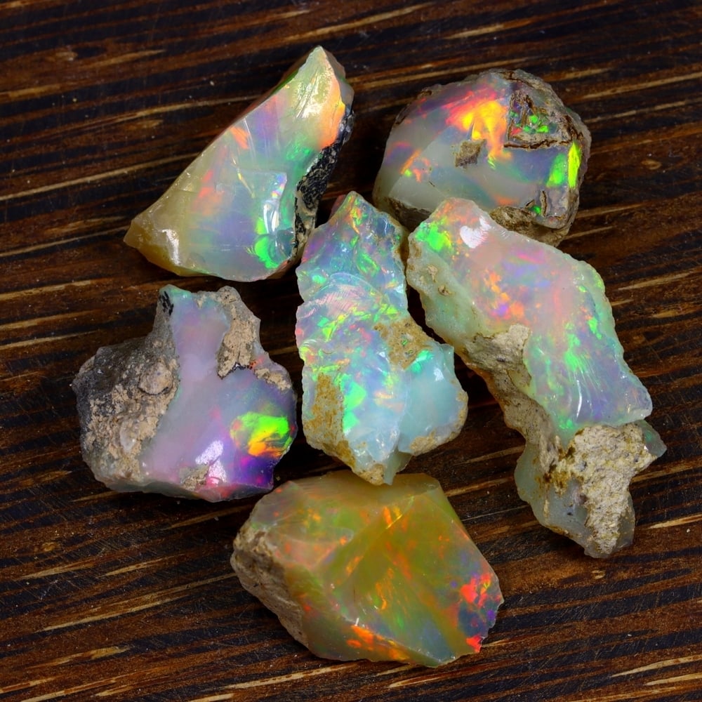 40Ct Group of 6 Rough Opal Specimen - Ethiopian Opal - Mineral Rough Set: Ksmith Jewels Global Welcome to our auction house, today auction brought to you by Ksmith Jewels Global based in Penang, Malaysia specialize in all kinds of opal and color gemstone both in manufacturi
