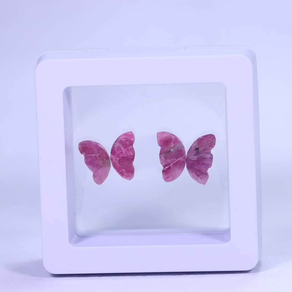 2 Pairs of Natural Tourmaline Butterfly Craving, Size 12x12mm (approx): Ksmith Jewels Global Welcome to our auction house, today auction brought to you by Ksmith Jewels Global based in Penang, Malaysia specialize in all kinds of opal and color gemstone both in manufacturi