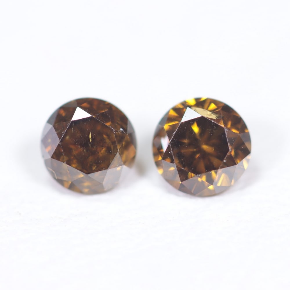 0.73Ct Round Cognac Diamond Pair - Polished Faceted: Ksmith Jewels Global Welcome to our auction house, today auction brought to you by Ksmith Jewels Global based in Penang, Malaysia specialize in all kinds of opal and color gemstone both in manufacturi