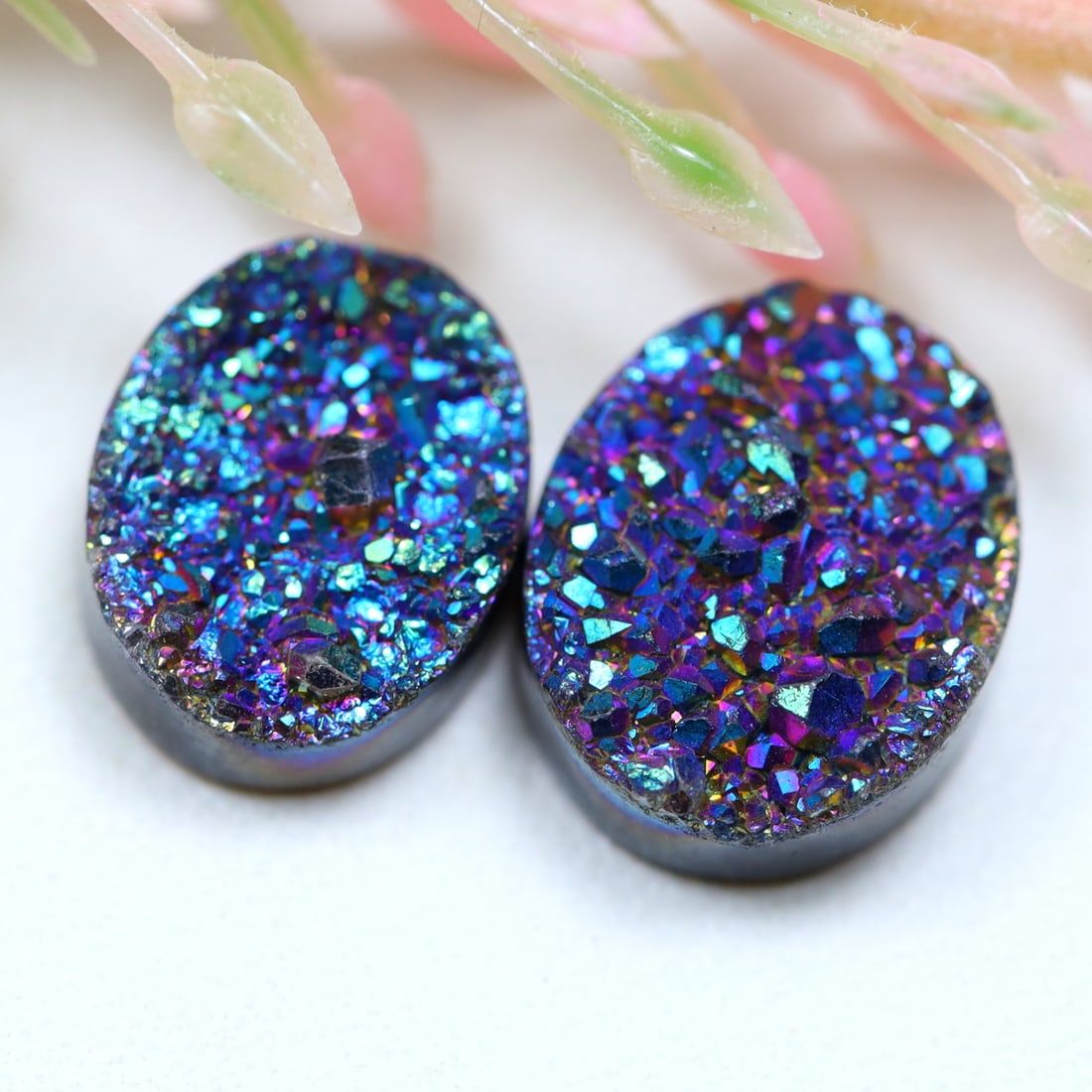 6.49Cts Natural Titanium Druzy Cabochon Gemstone Pair OT6928: Ksmith Jewels Global Welcome to our auction house, today auction brought to you by Ksmith Jewels Global based in Penang, Malaysia specialize in all kinds of opal and color gemstone both in manufacturi