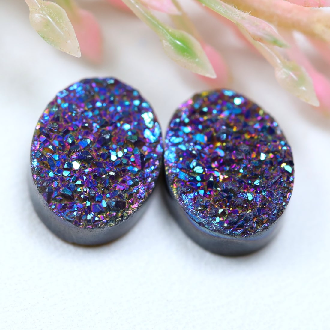 6.38Cts Natural Titanium Druzy Cabochon Gemstone Pair OT6930: Ksmith Jewels Global Welcome to our auction house, today auction brought to you by Ksmith Jewels Global based in Penang, Malaysia specialize in all kinds of opal and color gemstone both in manufacturi