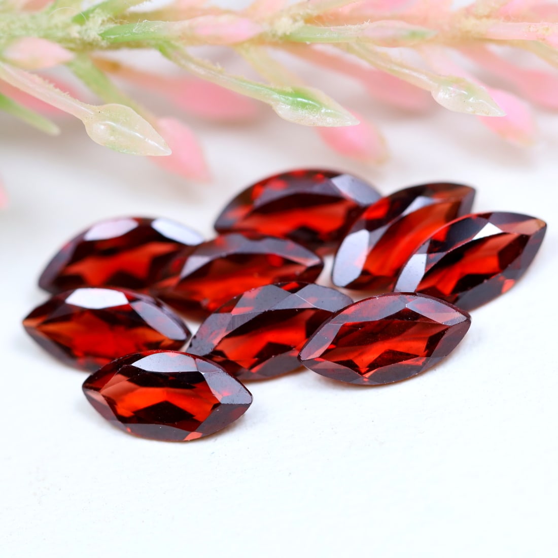 6.39Ct Natural Unheated Red Garnet Lot - Ceylon Gemstone - Marquise Faceted: Ksmith Jewels Global Welcome to our auction house, today auction brought to you by Ksmith Jewels Global based in Penang, Malaysia specialize in all kinds of opal and color gemstone both in manufacturi