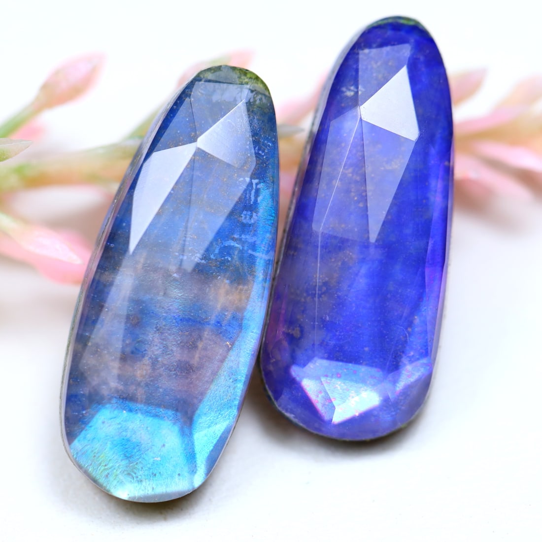 Lapis Lazuli Crystal 21.05Ct Natural Lapis Lazuli Crystal Doublet Faceted Cabochon Pair for Jewelry (1 of 2)