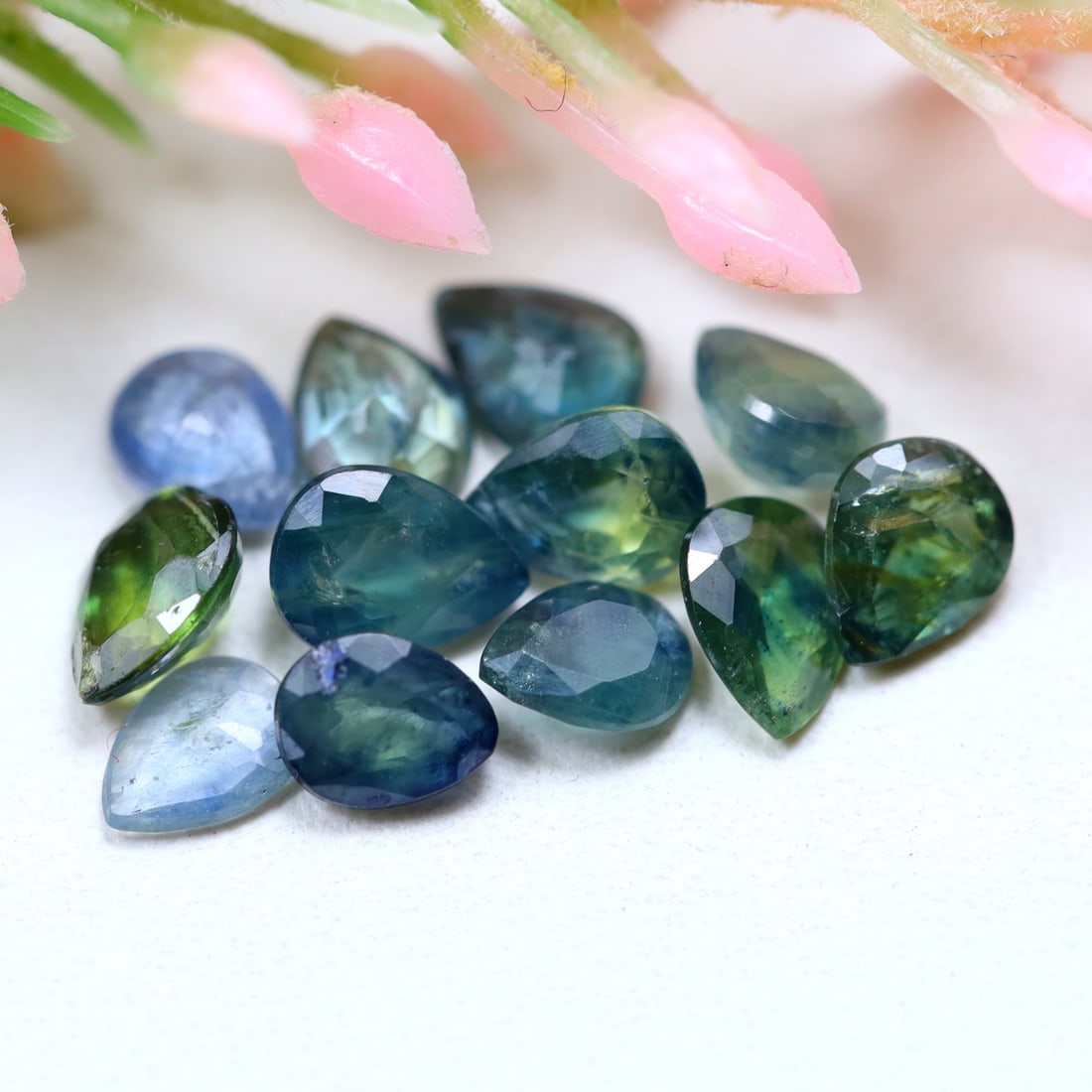 4.42Ct Natural Greenish Blue Sapphire Lot - Madagascar Gemstone - Pear Faceted (1 of 2)
