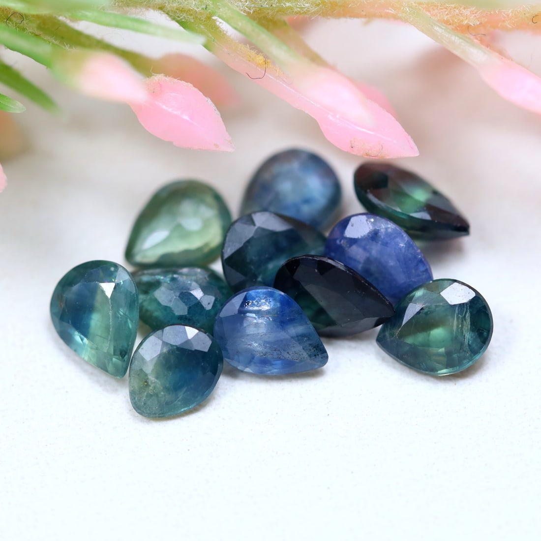 3.83Ct Natural Greenish Blue Sapphire Lot - Madagascar Gemstone - Pear Faceted (1 of 2)