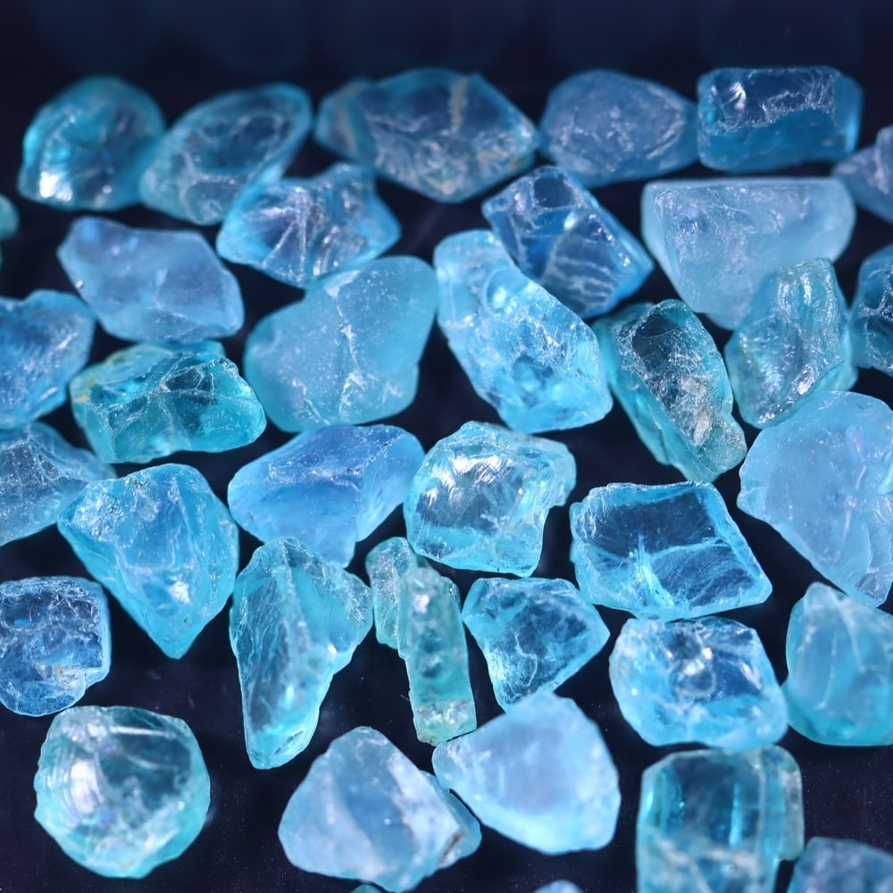 52Ct Raw Paraiba Blue Apatite Freeform Set - Rough Specimen (1 of 2)