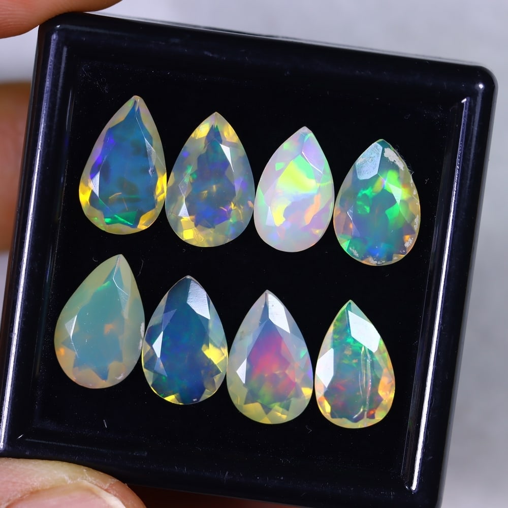 11.17Ct Welo Opal Lot - Ethiopian Opal - Pear Faceted: Ksmith Jewels Global Welcome to our auction house, today auction brought to you by Ksmith Jewels Global based in Penang, Malaysia specialize in all kinds of opal and color gemstone both in manufacturi