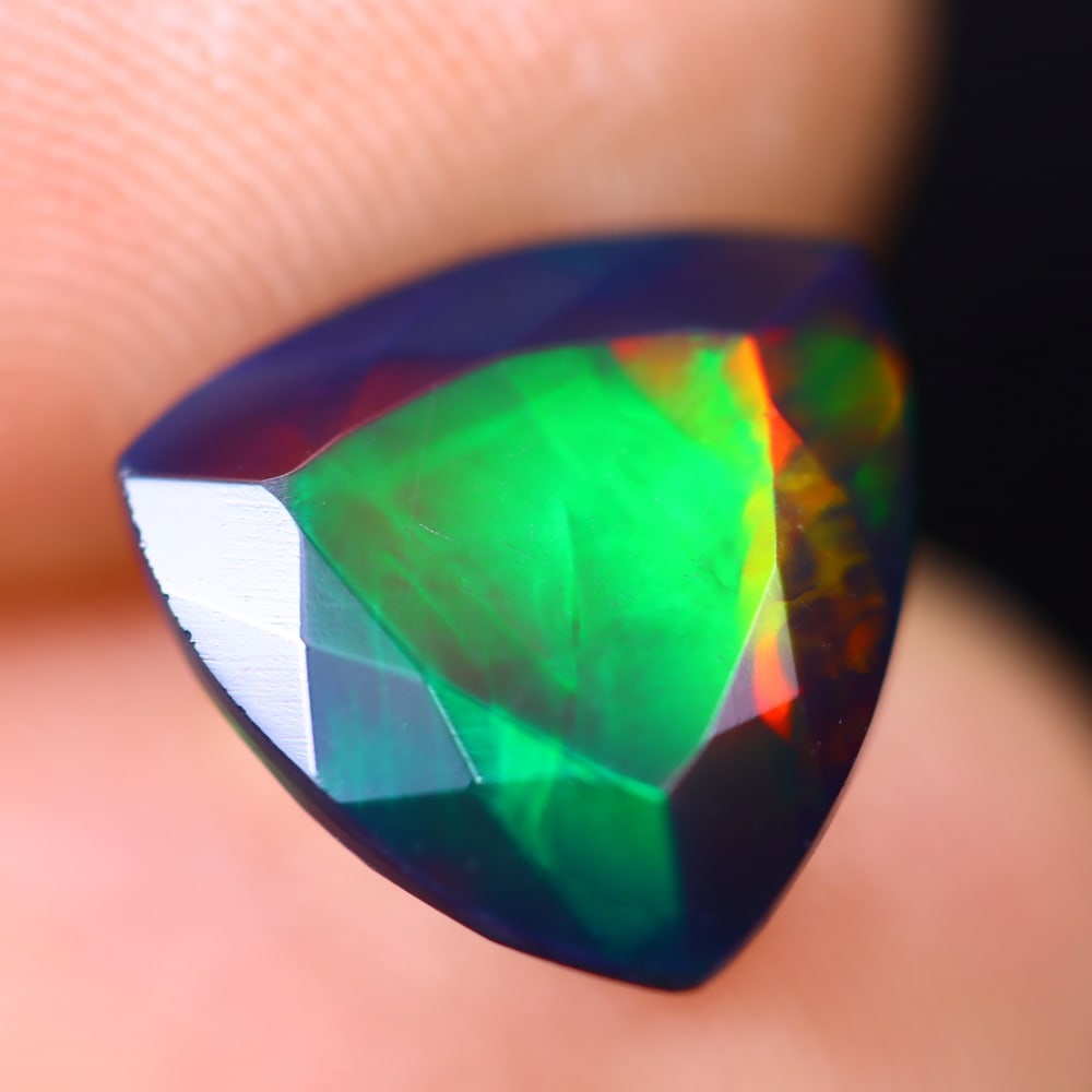 2.63Ct Welo Black Opal Polished - Ethiopian Opal - Triangle Faceted (1 of 6)