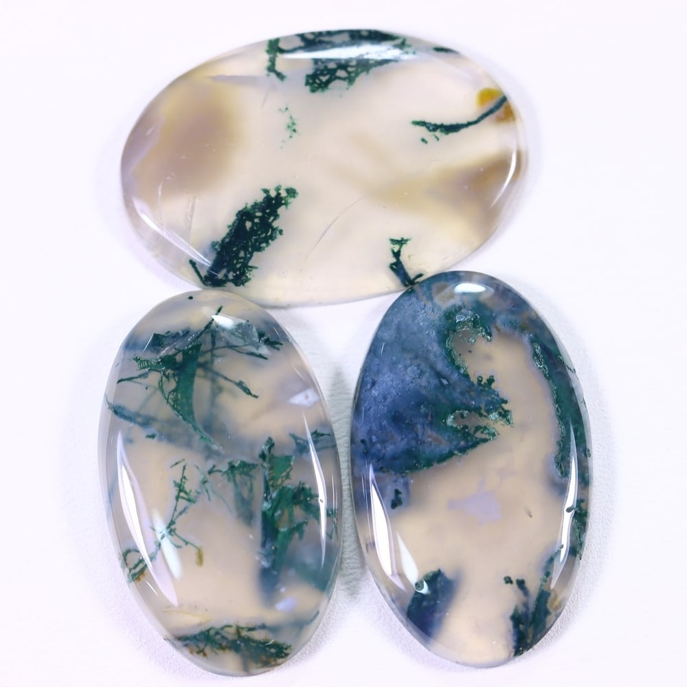 94Ct Moss Agate Cabochon Set - Polished: Ksmith Jewels Global Welcome to our auction house, today auction brought to you by Ksmith Jewels Global based in Penang, Malaysia specialize in all kinds of opal and color gemstone both in manufacturi