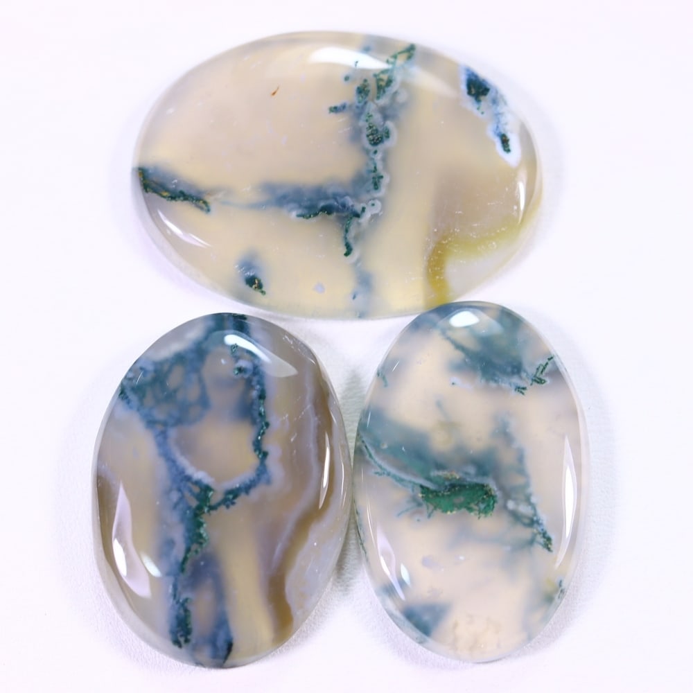 102Ct Moss Agate Cabochon Set - Polished - 30x19 mm Approx: Ksmith Jewels Global Welcome to our auction house, today auction brought to you by Ksmith Jewels Global based in Penang, Malaysia specialize in all kinds of opal and color gemstone both in manufacturi