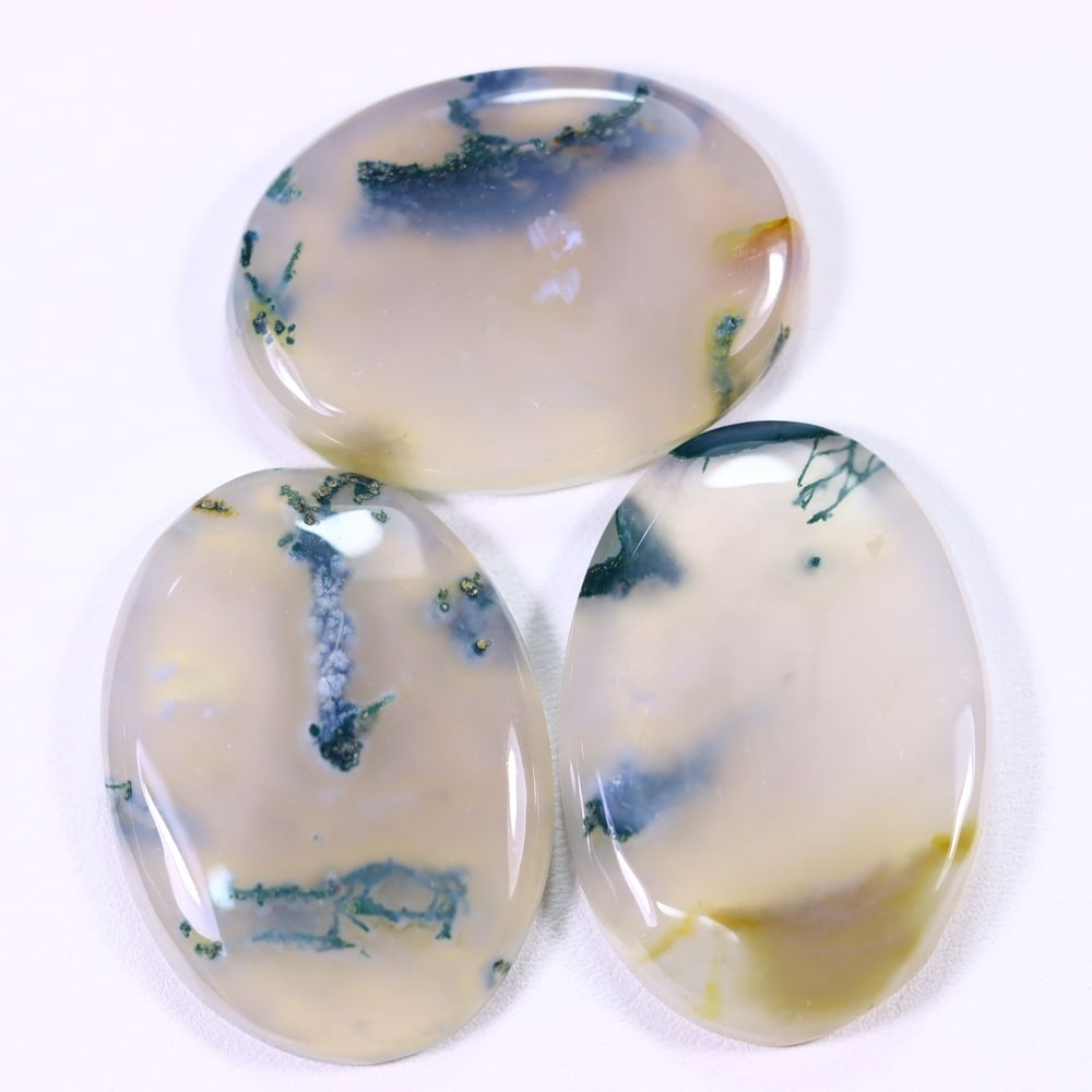 108Ct Moss Agate Cabochon Set - Polished - 32x23 mm Approx: Ksmith Jewels Global Welcome to our auction house, today auction brought to you by Ksmith Jewels Global based in Penang, Malaysia specialize in all kinds of opal and color gemstone both in manufacturi