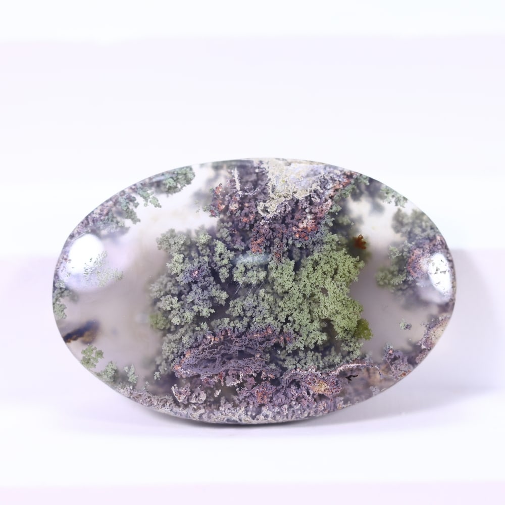 45.90Ct Moss Agate Cabochon - Polished - 38x25mm Approx: Ksmith Jewels Global Welcome to our auction house, today auction brought to you by Ksmith Jewels Global based in Penang, Malaysia specialize in all kinds of opal and color gemstone both in manufacturi