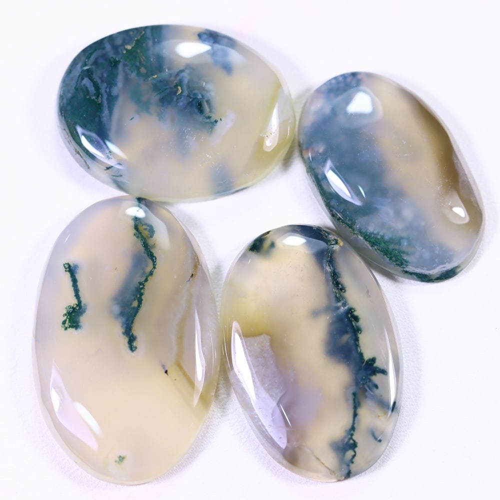 115Ct Moss Agate Cabochon Set - Polished - 33x21 mm Approx: Ksmith Jewels Global Welcome to our auction house, today auction brought to you by Ksmith Jewels Global based in Penang, Malaysia specialize in all kinds of opal and color gemstone both in manufacturi