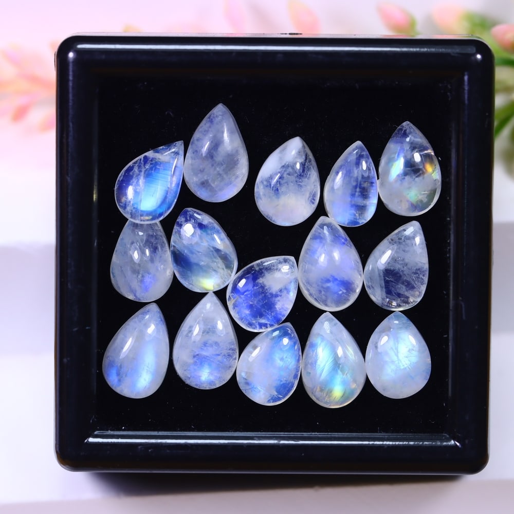 22.05Ct Moonstone Cabochon Set - Polished Cabochon - Pear Cabochon: Ksmith Jewels Global Welcome to our auction house, today auction brought to you by Ksmith Jewels Global based in Penang, Malaysia specialize in all kinds of opal and color gemstone both in manufacturi