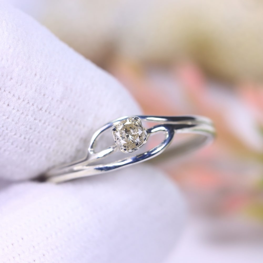 0.96g Natural Diamond Sterling Silver 925 Ring - Size US 6.25 (1 of 2)