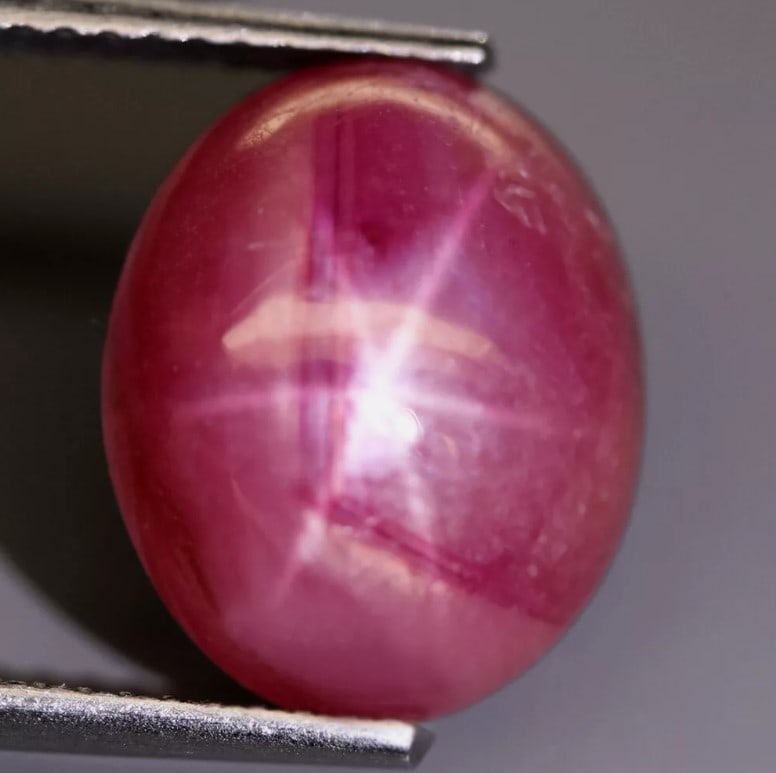 Star Ruby 9.76Ct Natural Heated Reddish Pink Star Ruby 6 Rays Oval Cabochon (1 of 2)