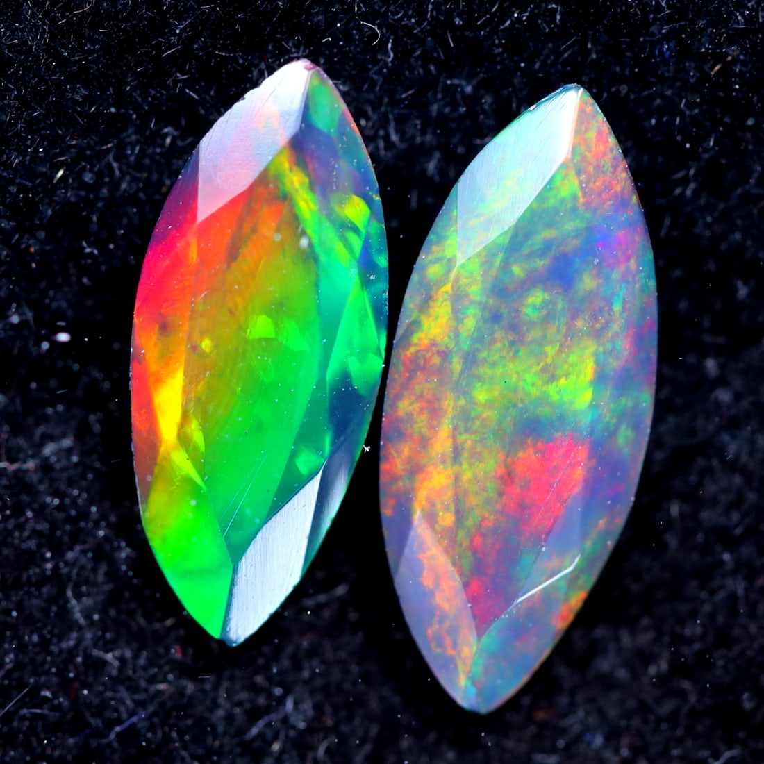 1.51Ct Natural Flashy Rainbow Ethiopian Smoked Faceted Welo Opal Pair (1 of 4)