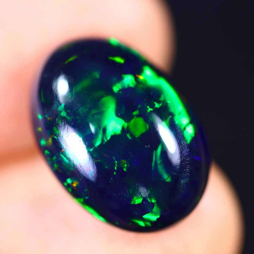 4.83Ct Welo Black Opal Polished - Ethiopian Opal - Oval Cabochon (1 of 6)