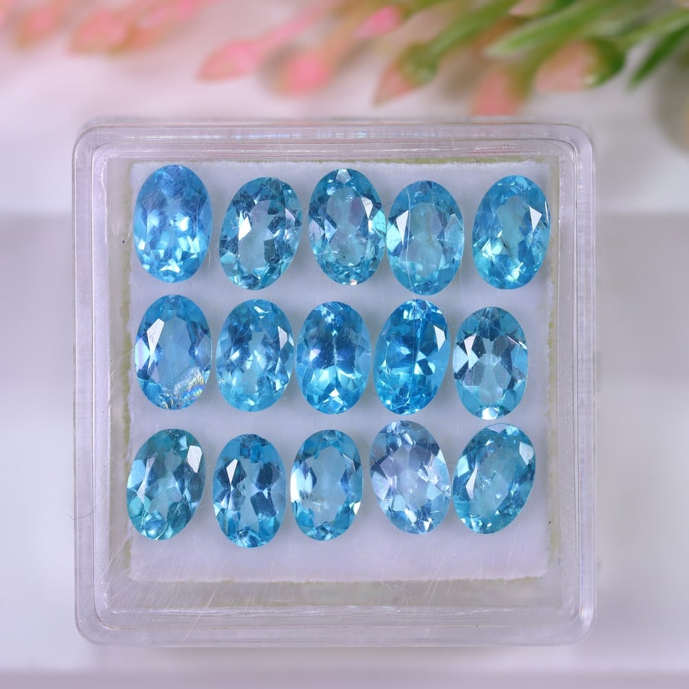 7.18Ct Paraiba Apatite Set - Polished Faceted: Ksmith Jewels Global Welcome to our auction house, today auction brought to you by Ksmith Jewels Global based in Penang, Malaysia specialize in all kinds of opal and color gemstone both in manufacturi