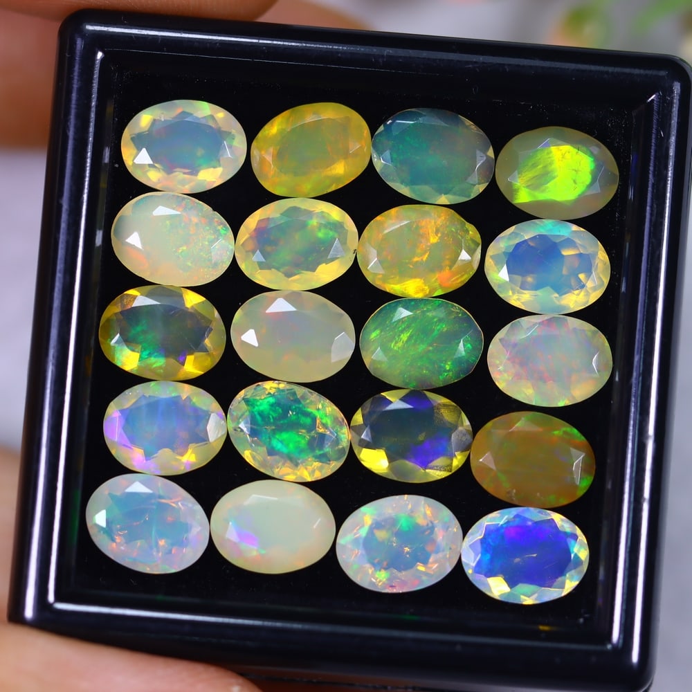12.69Ct Welo Opal Polished Set - Ethiopian Opal - Oval Faceted: Ksmith Jewels Global Welcome to our auction house, today auction brought to you by Ksmith Jewels Global based in Penang, Malaysia specialize in all kinds of opal and color gemstone both in manufacturi