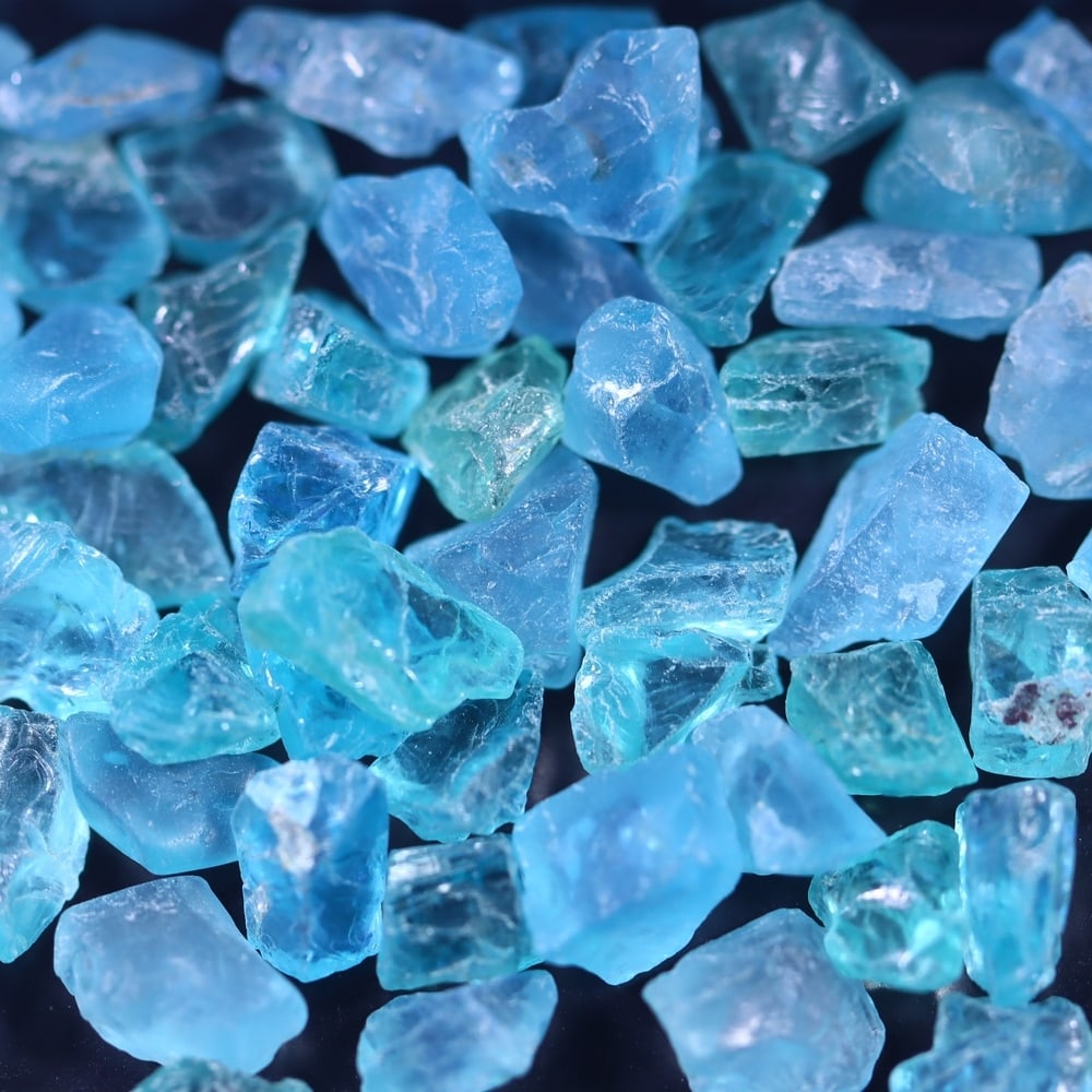 69Ct Raw Paraiba Blue Apatite Freeform Set - Rough Specimen (1 of 2)