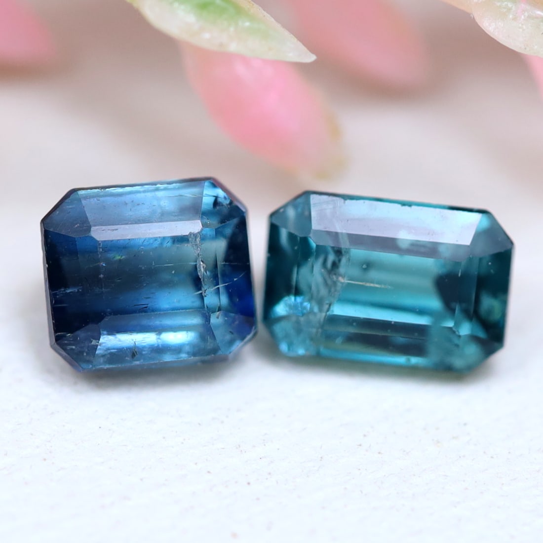 Indicolite Tourmaline 1.05Ct Natural Indicolite Tourmaline Gemstone Pair (1 of 2)