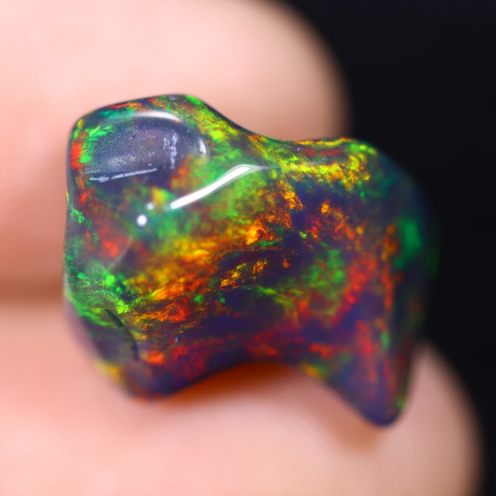9.23Ct Natural Freeform Black Opal - 16x13x9mm - Polished Rough (1 of 6)