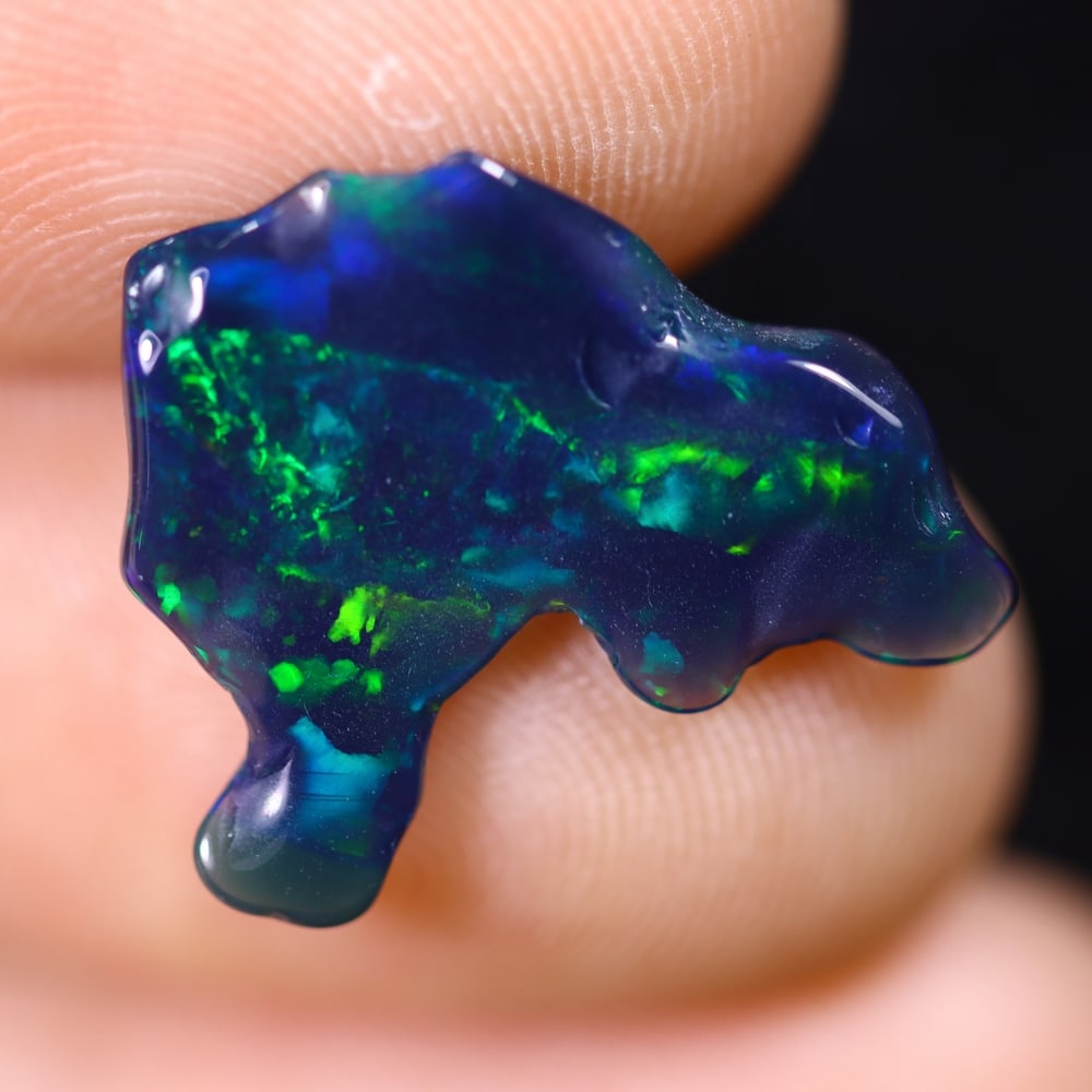 2.63Ct Natural Freeform Black Opal - 17x14x3mm - Polished Rough (1 of 6)