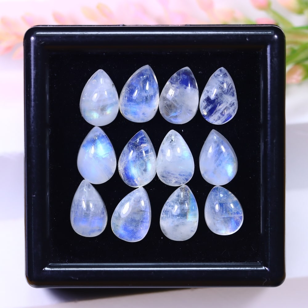 20.36Ct Moonstone Cabochon Set - Polished Cabochon - Pear Cabochon: Ksmith Jewels Global Welcome to our auction house, today auction brought to you by Ksmith Jewels Global based in Penang, Malaysia specialize in all kinds of opal and color gemstone both in manufacturi