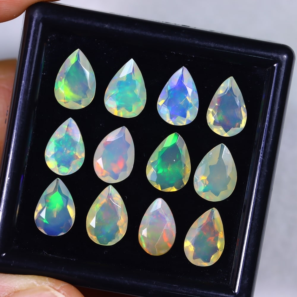 8.34Ct Welo Opal Lot - Ethiopian Opal - Pear Faceted: Ksmith Jewels Global Welcome to our auction house, today auction brought to you by Ksmith Jewels Global based in Penang, Malaysia specialize in all kinds of opal and color gemstone both in manufacturi