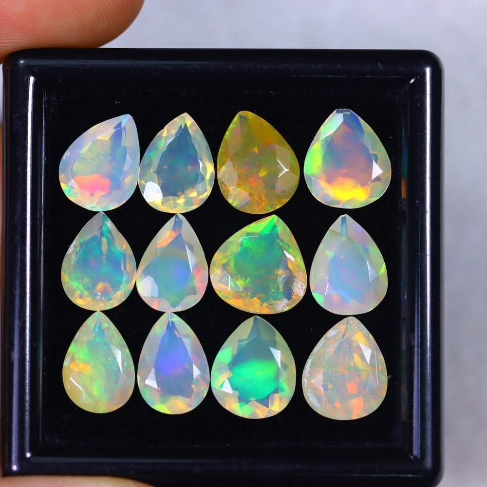 13.38Ct Welo Opal Lot - Ethiopian Opal - Pear Faceted: Ksmith Jewels Global Welcome to our auction house, today auction brought to you by Ksmith Jewels Global based in Penang, Malaysia specialize in all kinds of opal and color gemstone both in manufacturi