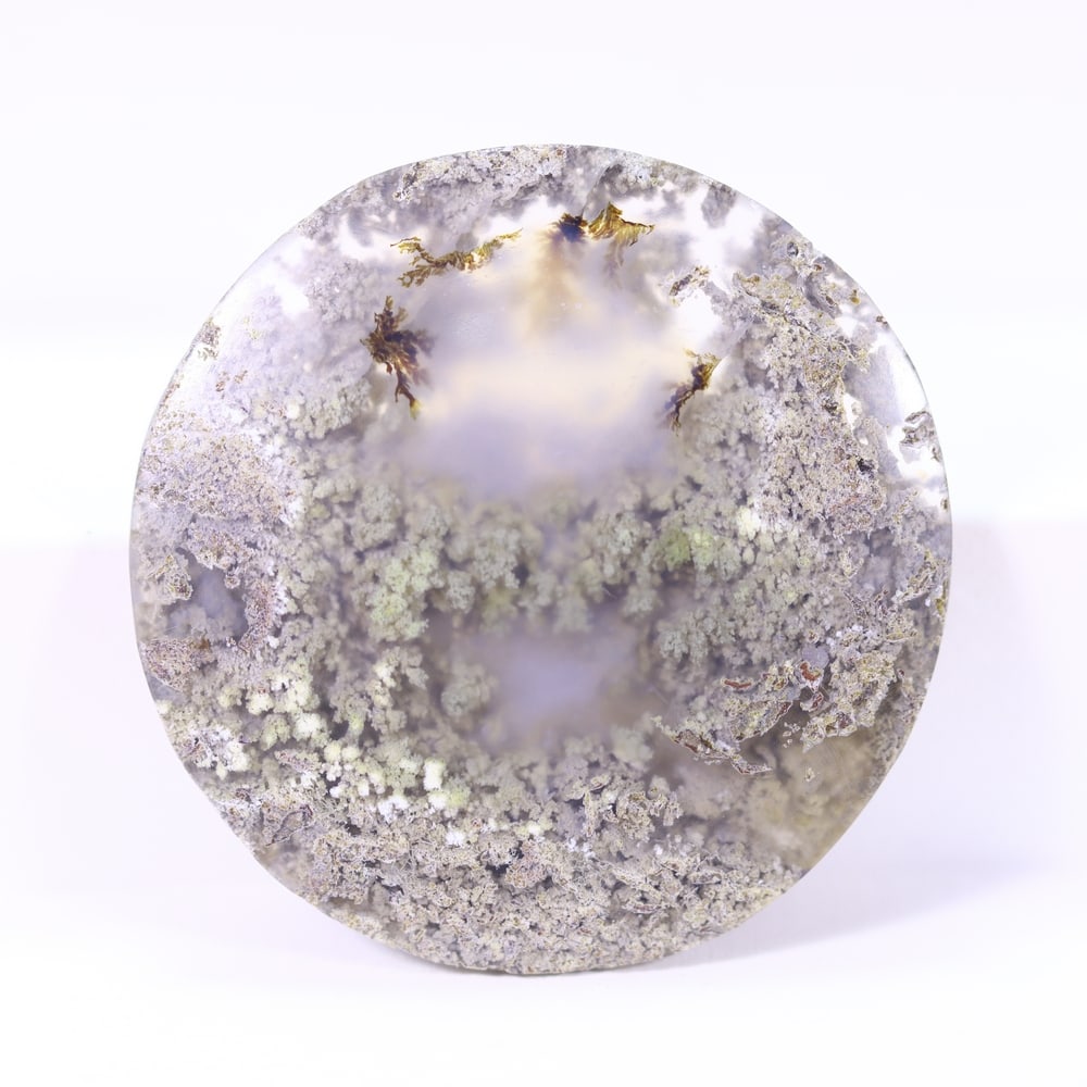 27.65Ct Moss Agate Cabochon - Polished - 31x31mm Approx: Ksmith Jewels Global Welcome to our auction house, today auction brought to you by Ksmith Jewels Global based in Penang, Malaysia specialize in all kinds of opal and color gemstone both in manufacturi
